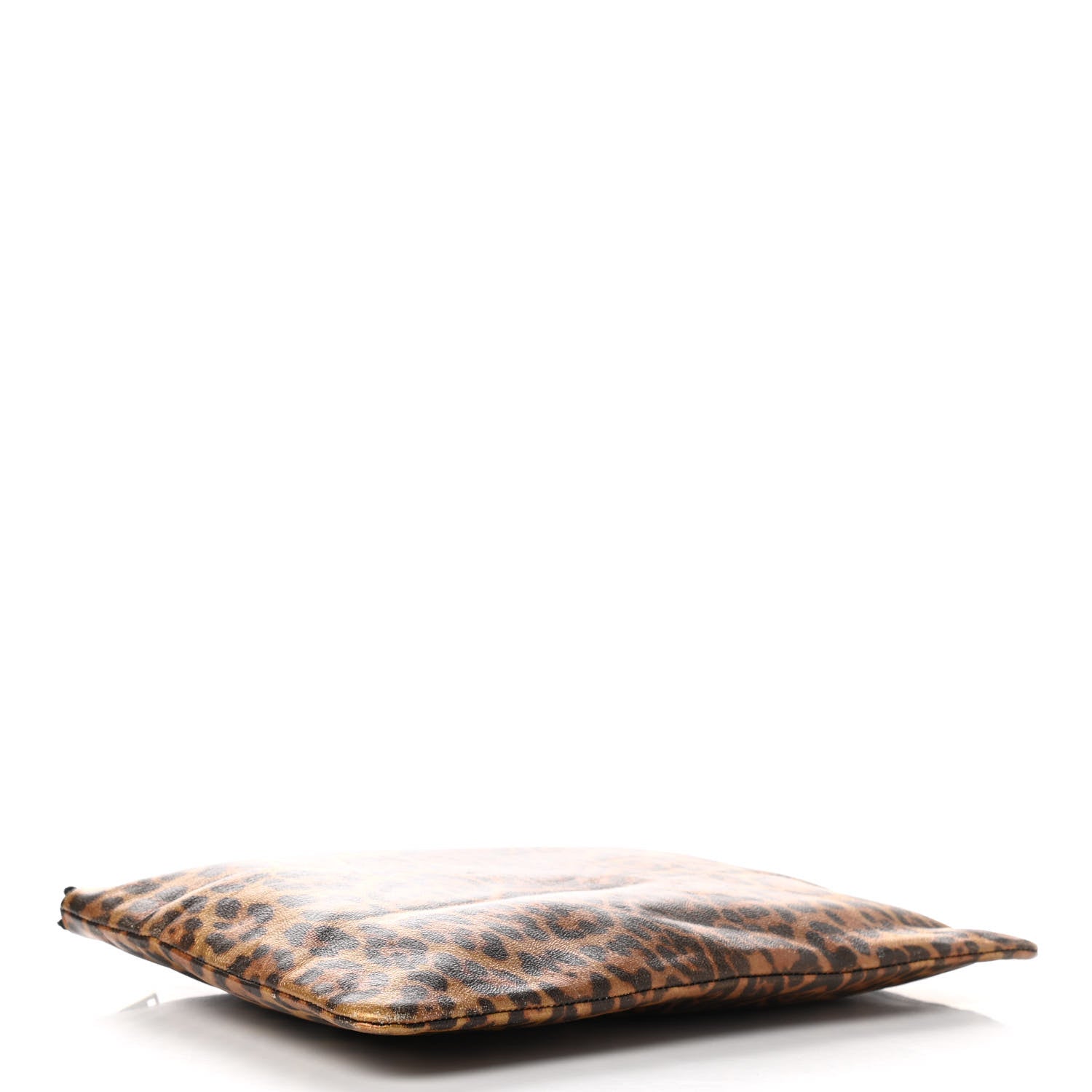 Saint Laurent Metallic Calfskin Leopard Printed Letters Monogram Zip Clutch 4 of 11