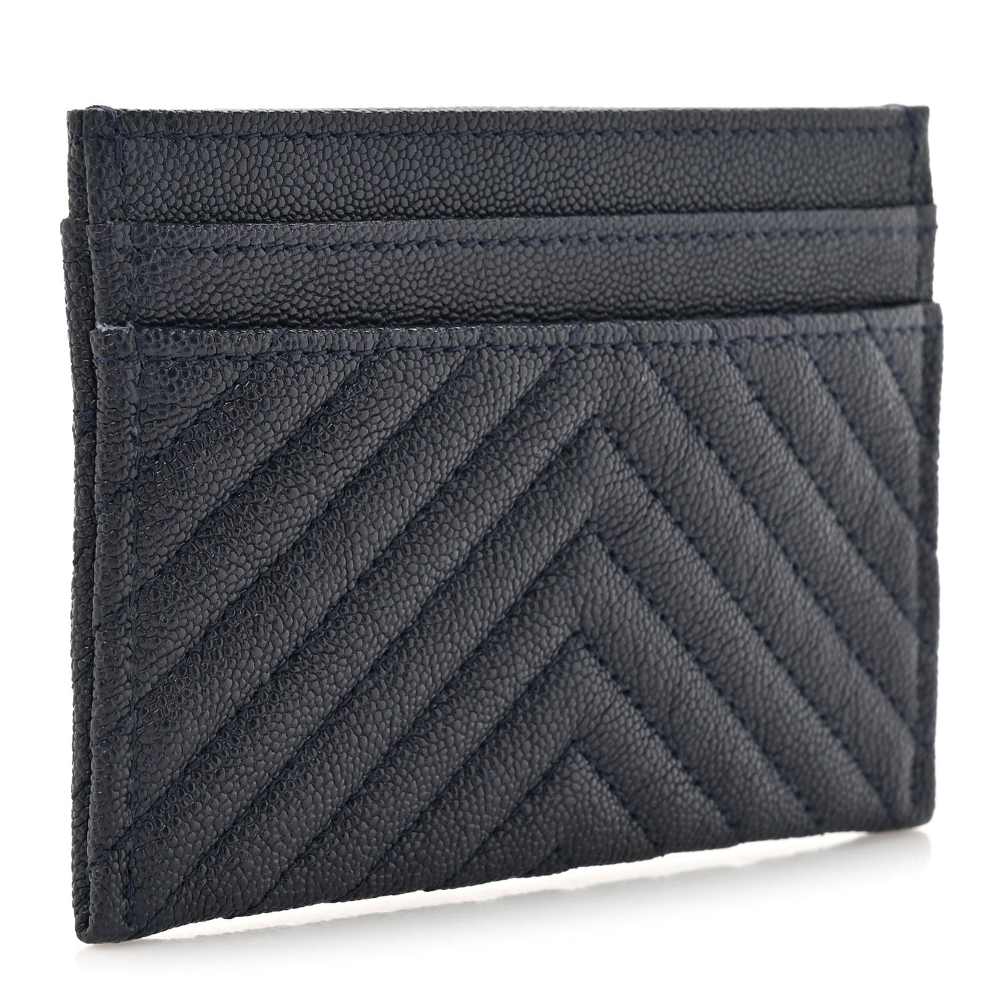 Caviar Chevron Quilted Boy Card Holder Navy Blue