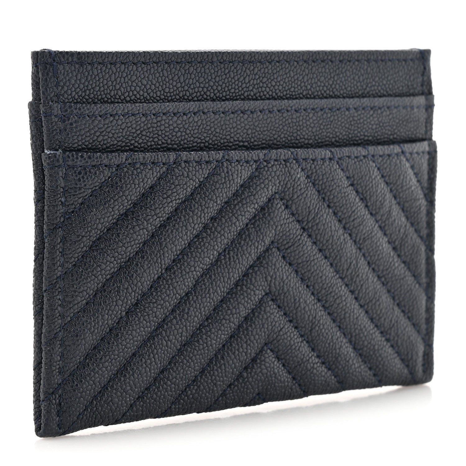 Chanel Caviar Chevron Quilted Boy Card Holder Navy Blue 3 of 9