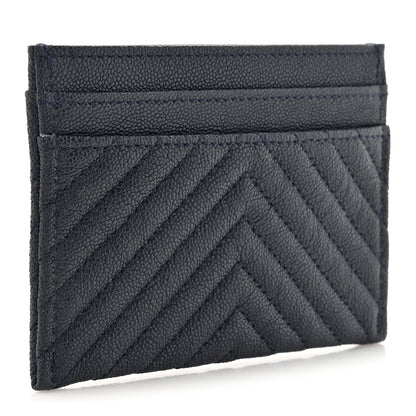 Chanel Caviar Chevron Quilted Boy Card Holder Navy Blue 3 of 9
