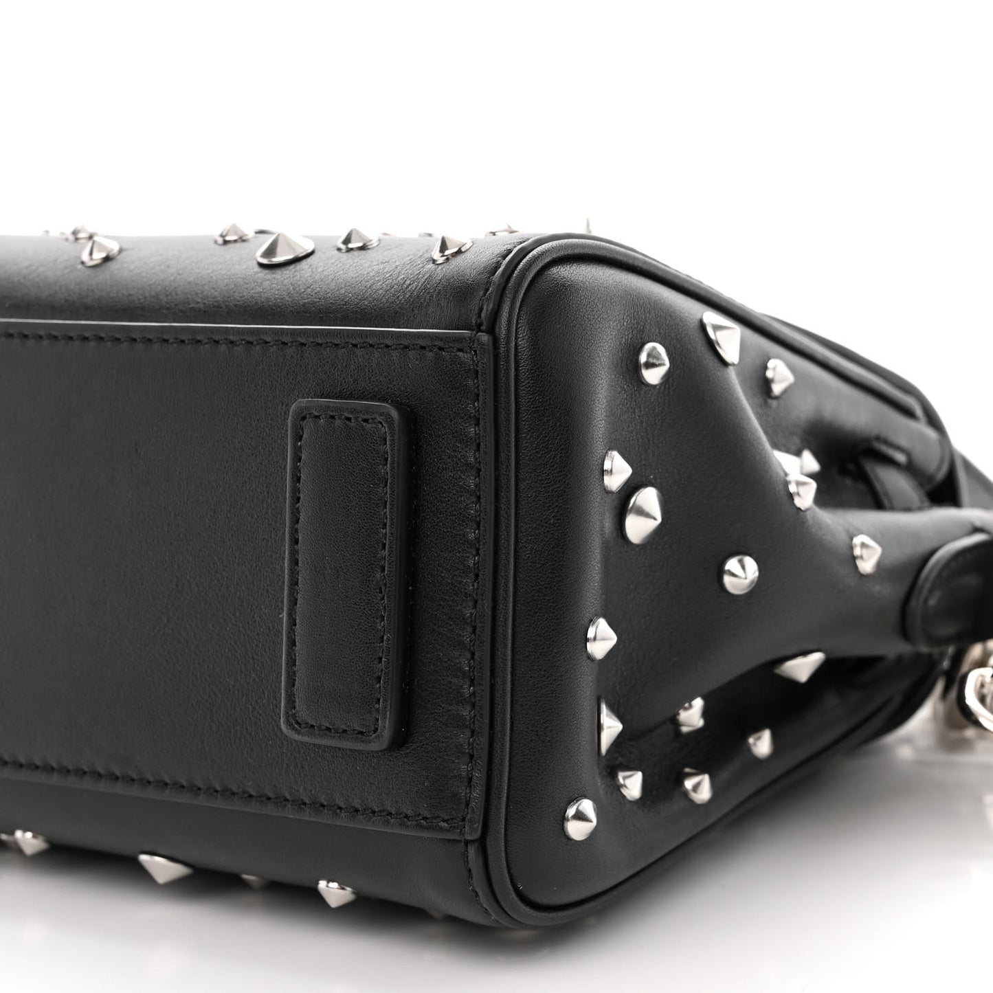 Grained Calfskin Spiked Small La Medusa Top Handle Bag Black