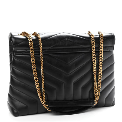 Saint Laurent Calfskin Y Quilted Monogram Medium Loulou Chain Satchel Black 3 of 9