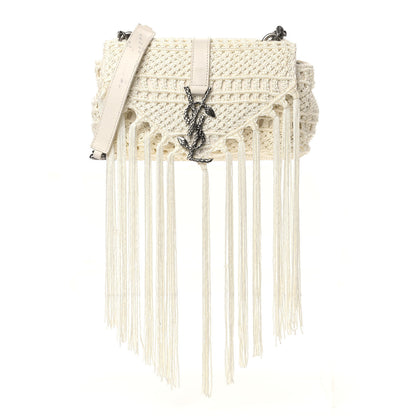 Saint Laurent Calfskin Crochet Baby Monogram Chain Satchel White 1 of 11