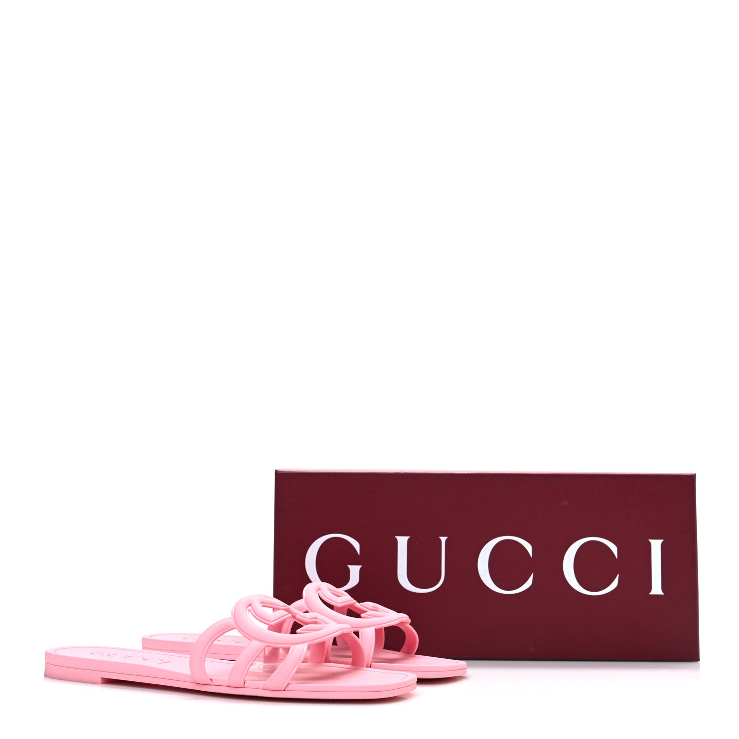 Gucci Rubber Interlocking G Womens Slide Sandals 38 Wild Rose