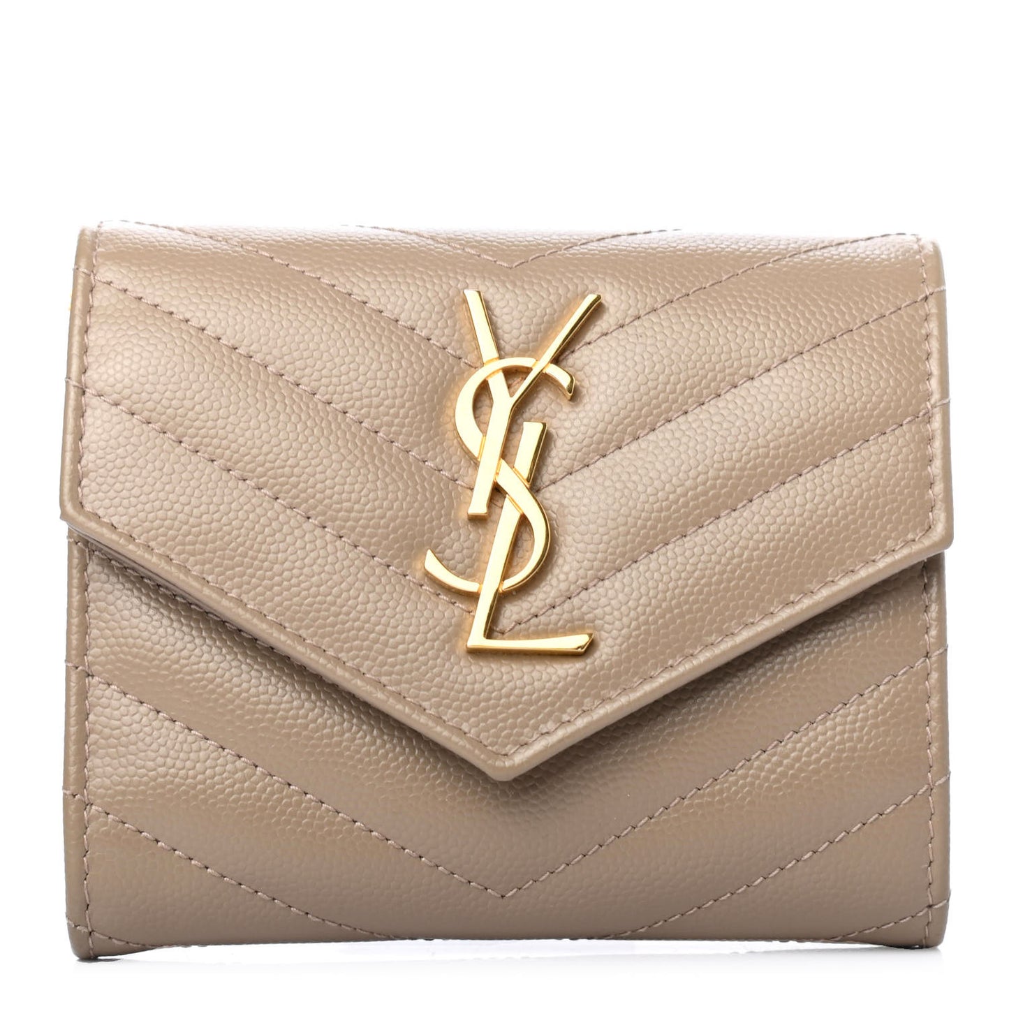 Grain De Poudre Matelasse Chevron Small Monogram Envelope Wallet Dusty Grey