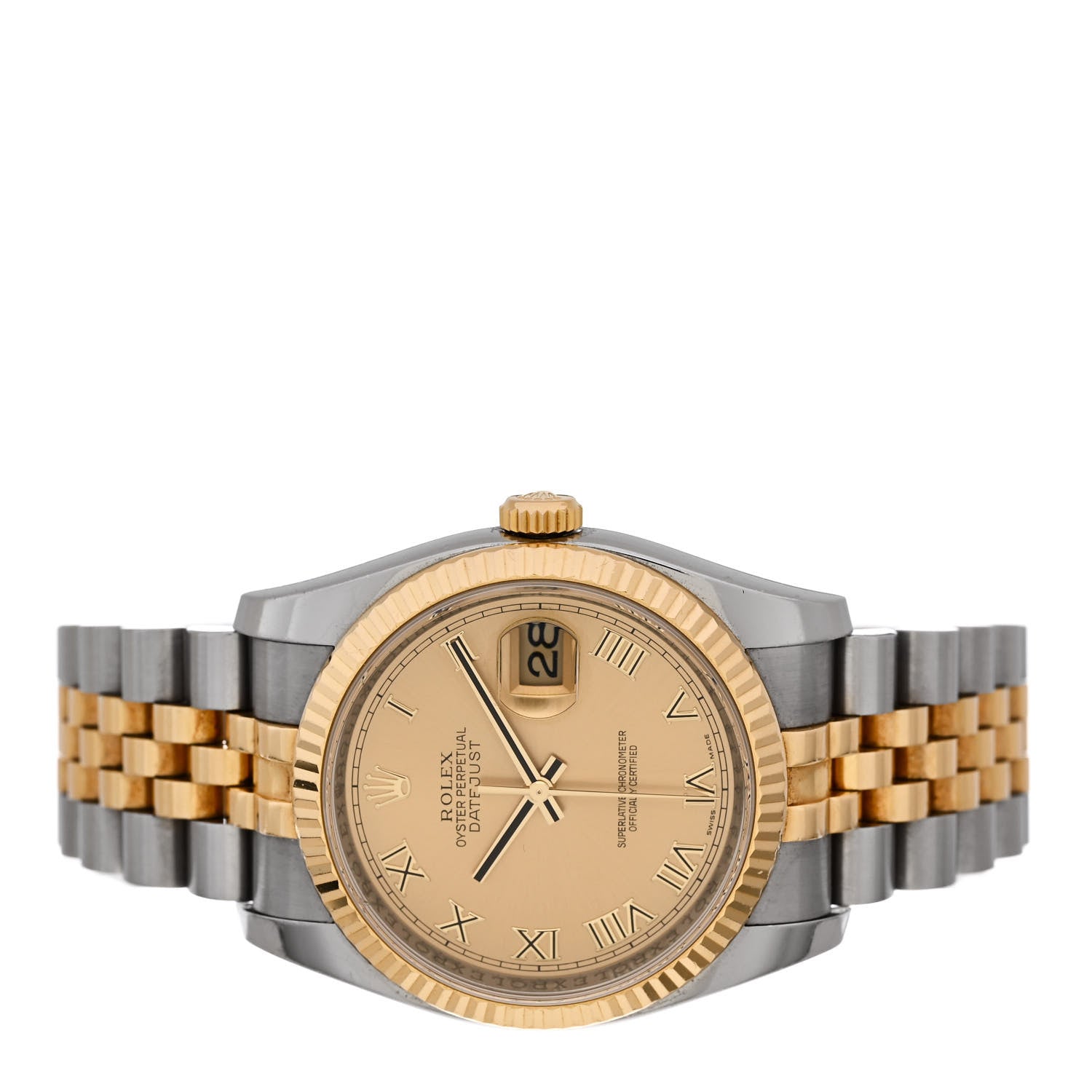 Rolex Stainless Steel 18K Yellow Gold 36mm Oyster Perpetual Datejust Watch Champagne Roman 116233 2 of 5