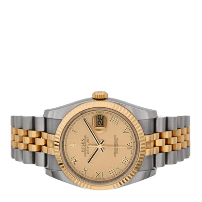 Rolex Stainless Steel 18K Yellow Gold 36mm Oyster Perpetual Datejust Watch Champagne Roman 116233 2 of 5