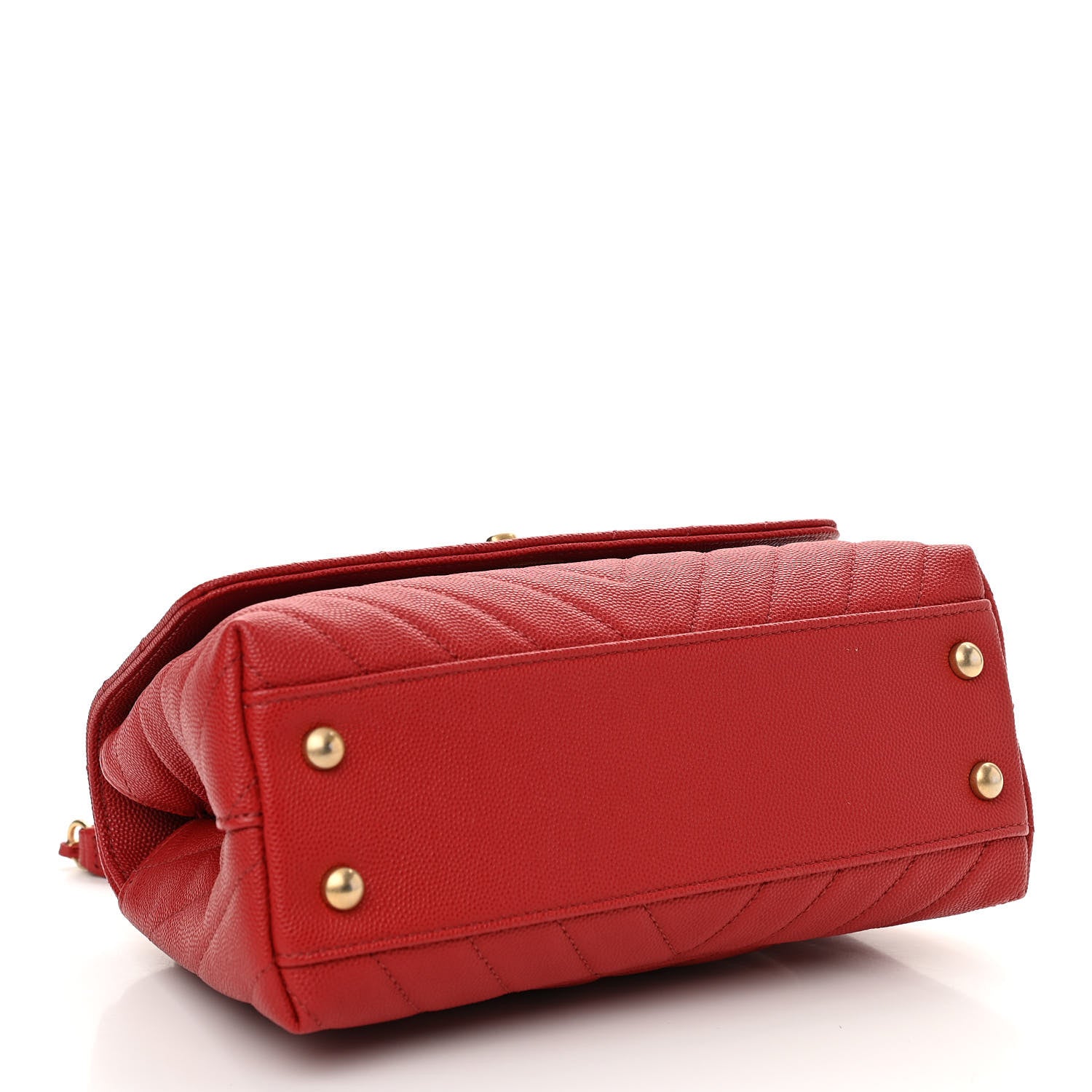 Chanel Caviar Chevron Quilted Mini Coco Handle Flap Red 4 of 11