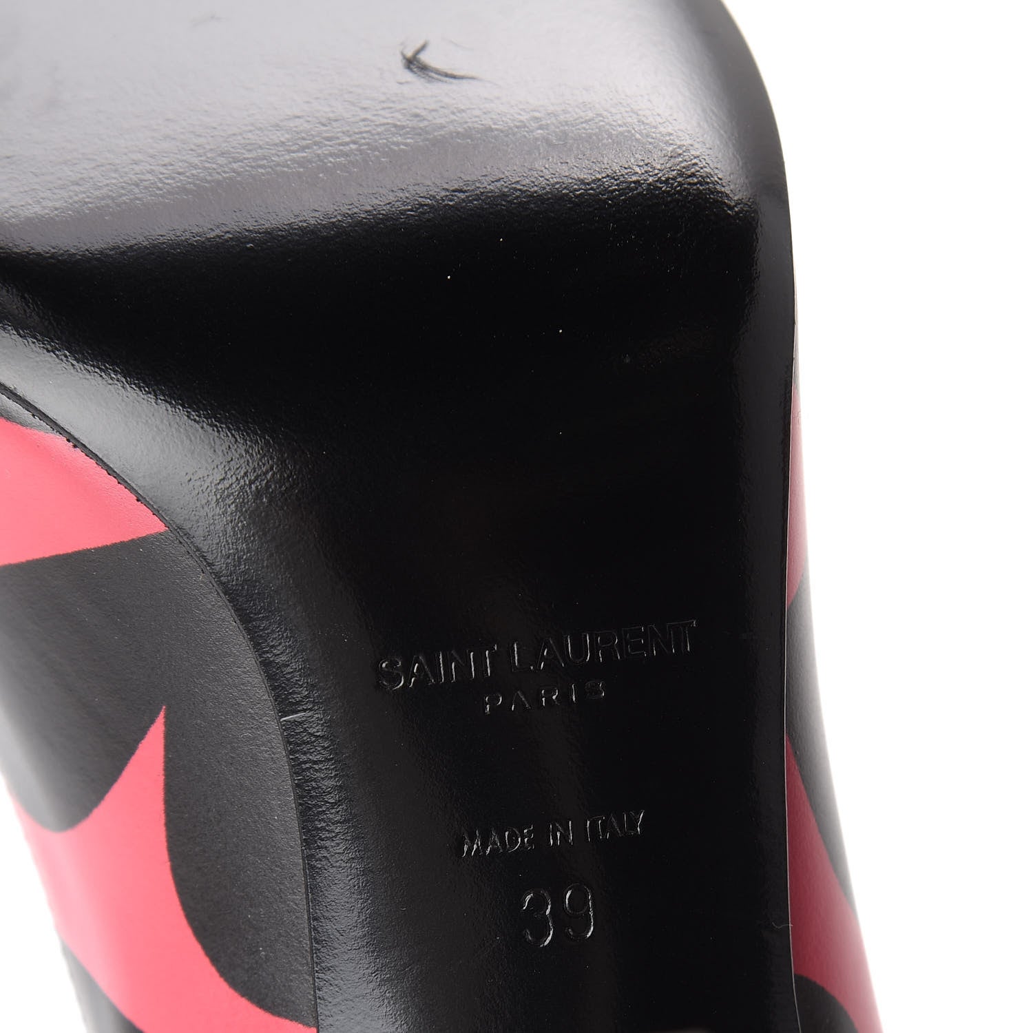 Saint Laurent Calfskin Big Heart Paris 105 Pumps 39 Rouge Black 9 of 11