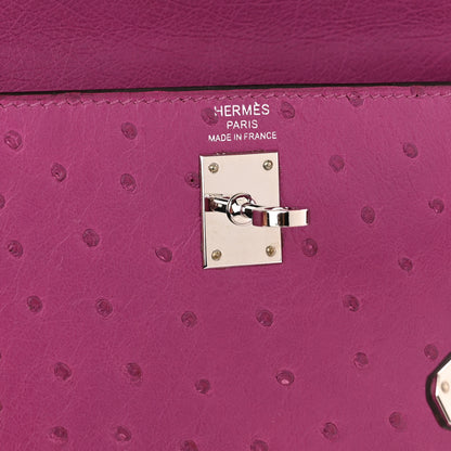 Hermes Ostrich Kelly Sellier 25 Rose Pourpre 6 of 12