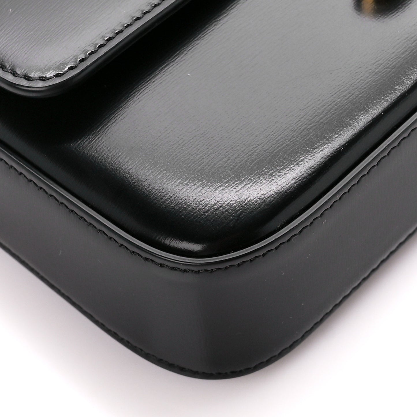 Shiny Calfskin Triomphe Chain Shoulder Bag Black