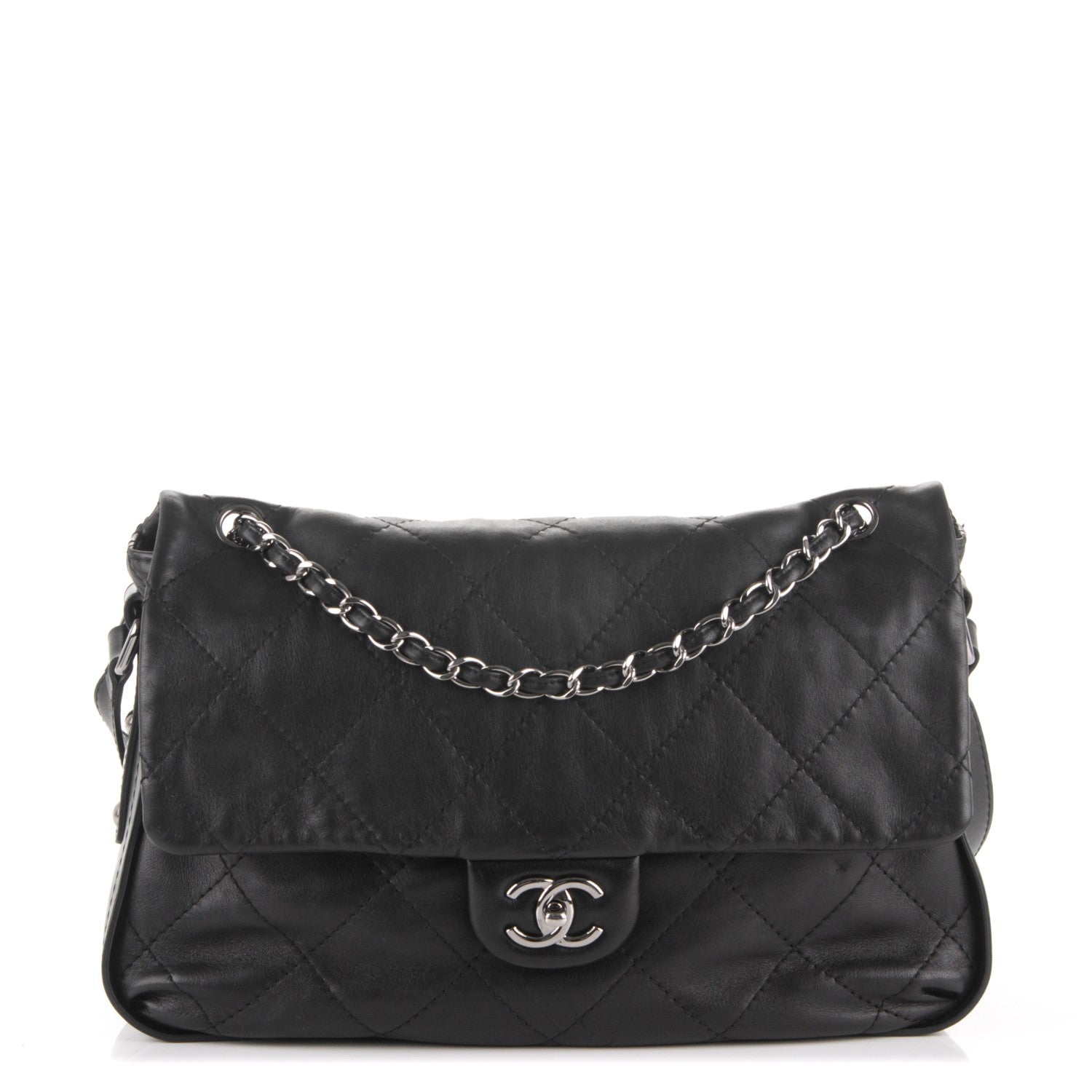 Chanel Lambskin Stitched Messenger Bag Black 1 of 9