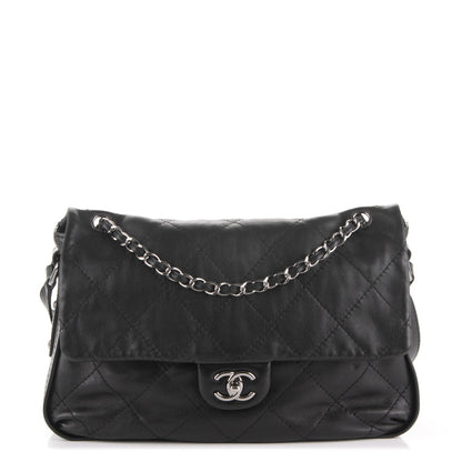 Chanel Lambskin Stitched Messenger Bag Black 1 of 9