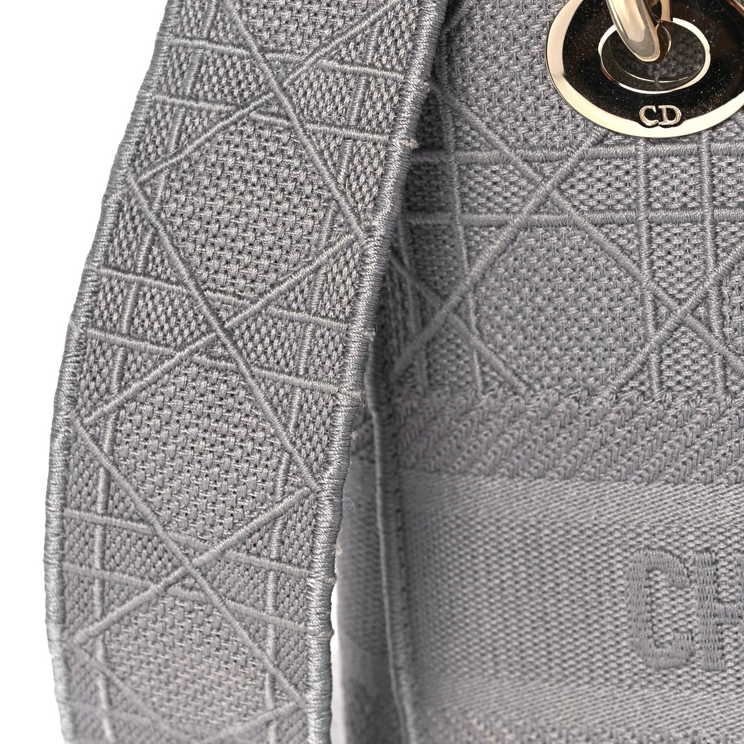 Christian Dior Canvas Embroidered Cannage Medium Lady D-Lite Gray 11 of 12