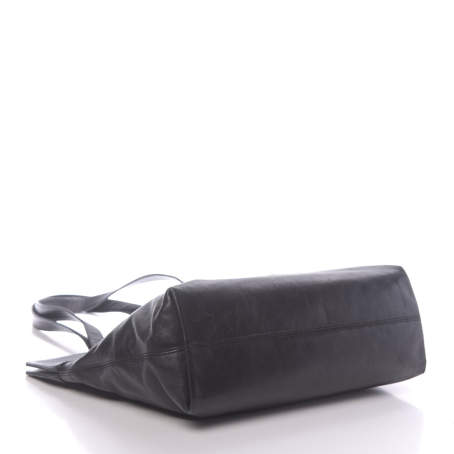 Lambskin CC Stitched Tote Black