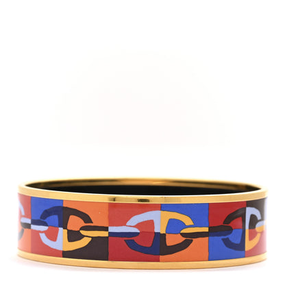 Hermes Enamel Printed Optique Chaine D'Ancre Wide Bracelet 65 1 of 6