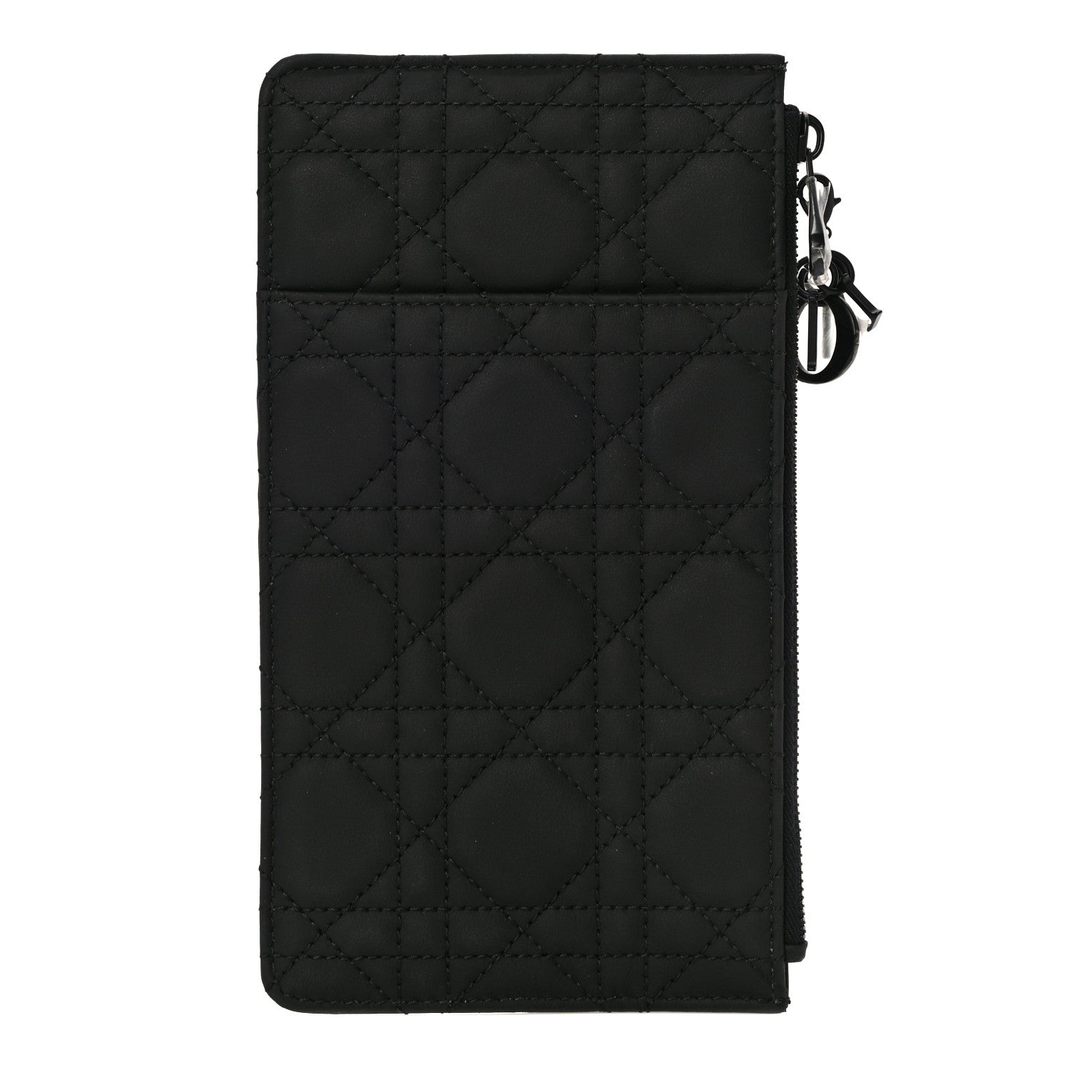 Christian Dior Ultra Matte Calfskin Cannage Large Lady Dior Zip Wallet Black 1 of 11