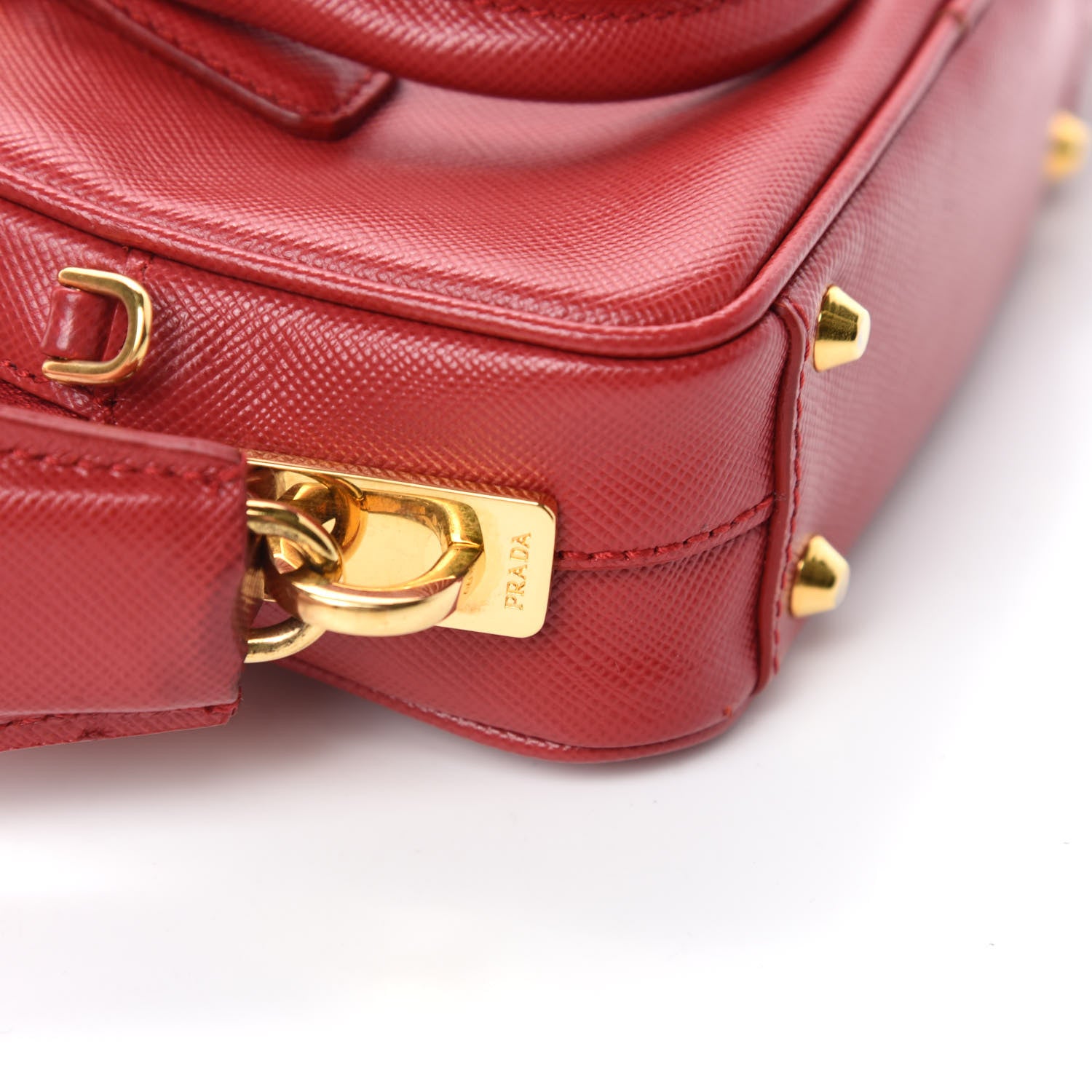 Prada Saffiano Lux Mini Top Handle Crossbody Bag Fuoco 9 of 14