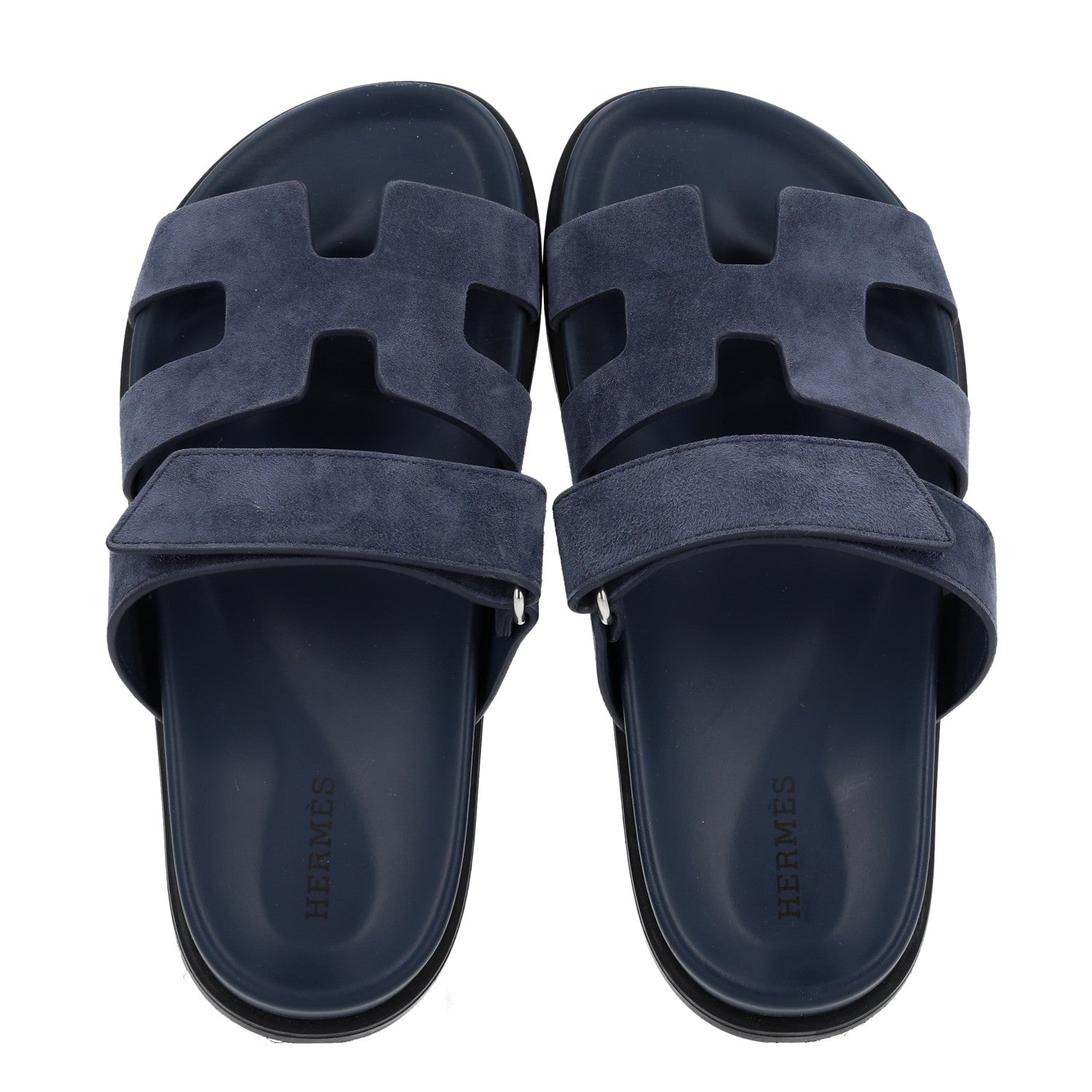 Hermes Suede Goatskin Womens Chypre Sandals 35.5 Bleu Celeste 2 of 11