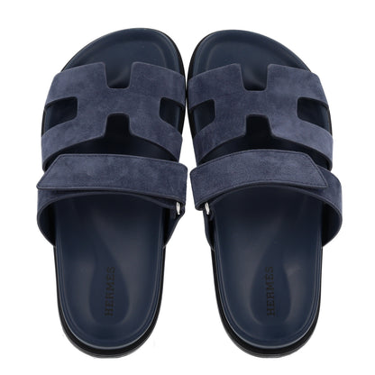 Hermes Suede Goatskin Womens Chypre Sandals 35.5 Bleu Celeste 2 of 11