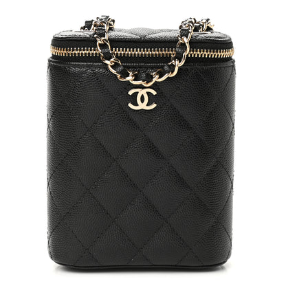 Chanel Caviar Quilted Small Vertical Coco Beauty Vanity Case With Chain Black 1 of 9