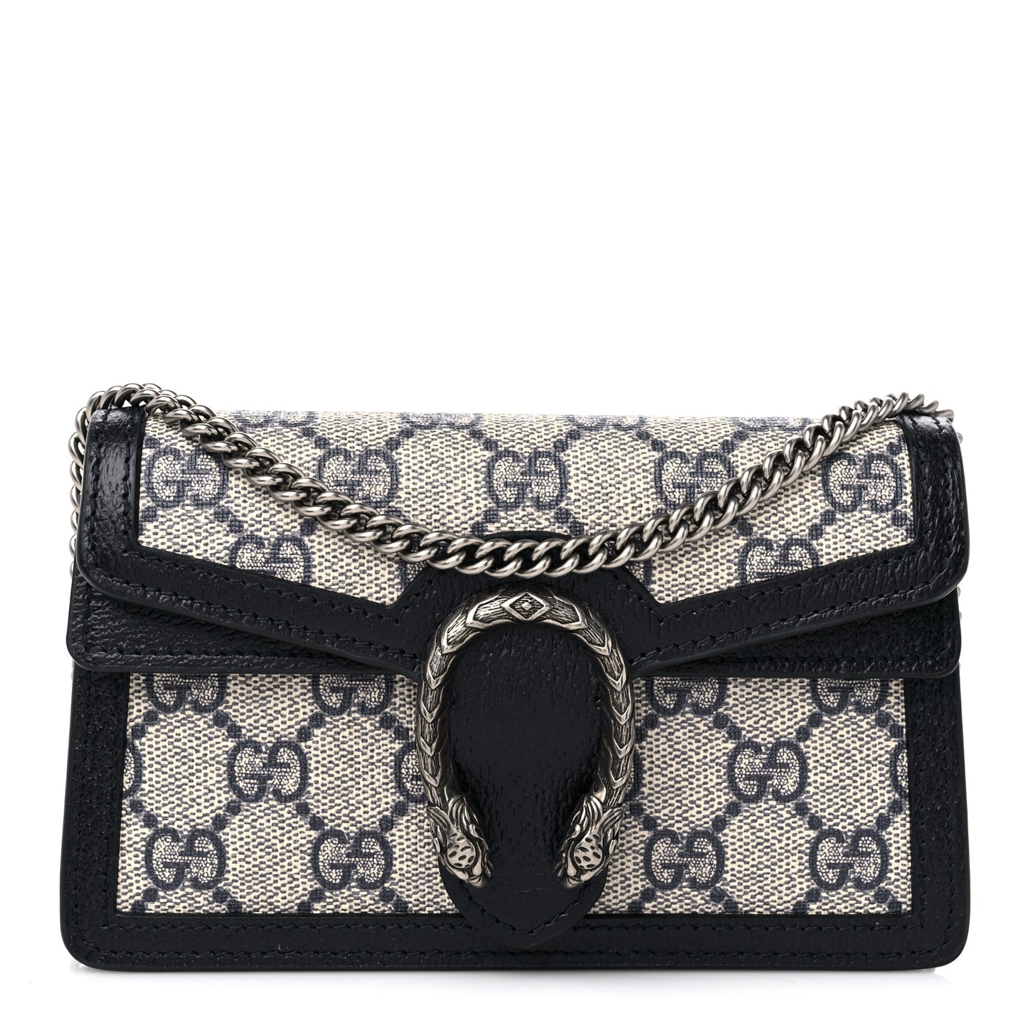 GG Supreme Monogram Textured Dollar Calfskin Super Mini Dionysus Shoulder Bag Beige Blue