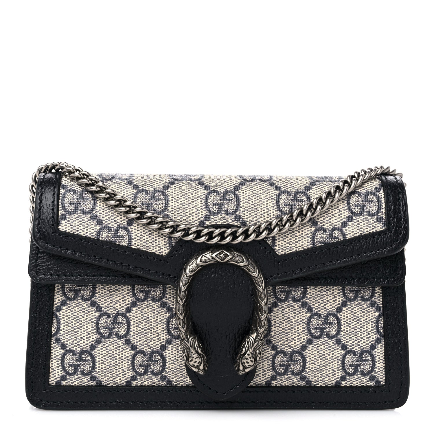 Gucci GG Supreme Monogram Textured Dollar Calfskin Super Mini Dionysus Shoulder Bag Beige Blue 1 of 9