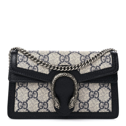 Gucci GG Supreme Monogram Textured Dollar Calfskin Super Mini Dionysus Shoulder Bag Beige Blue 1 of 9