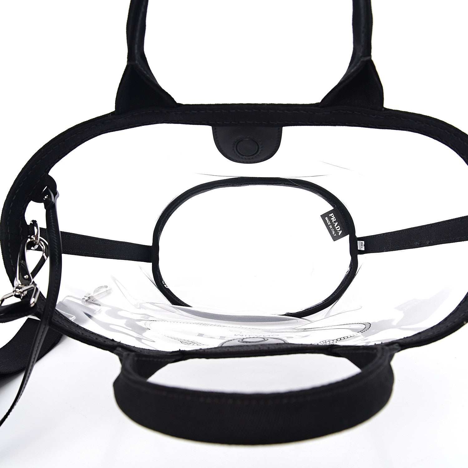 Prada Plexiglass Canapa Small Shopper Tote Black 5 of 10