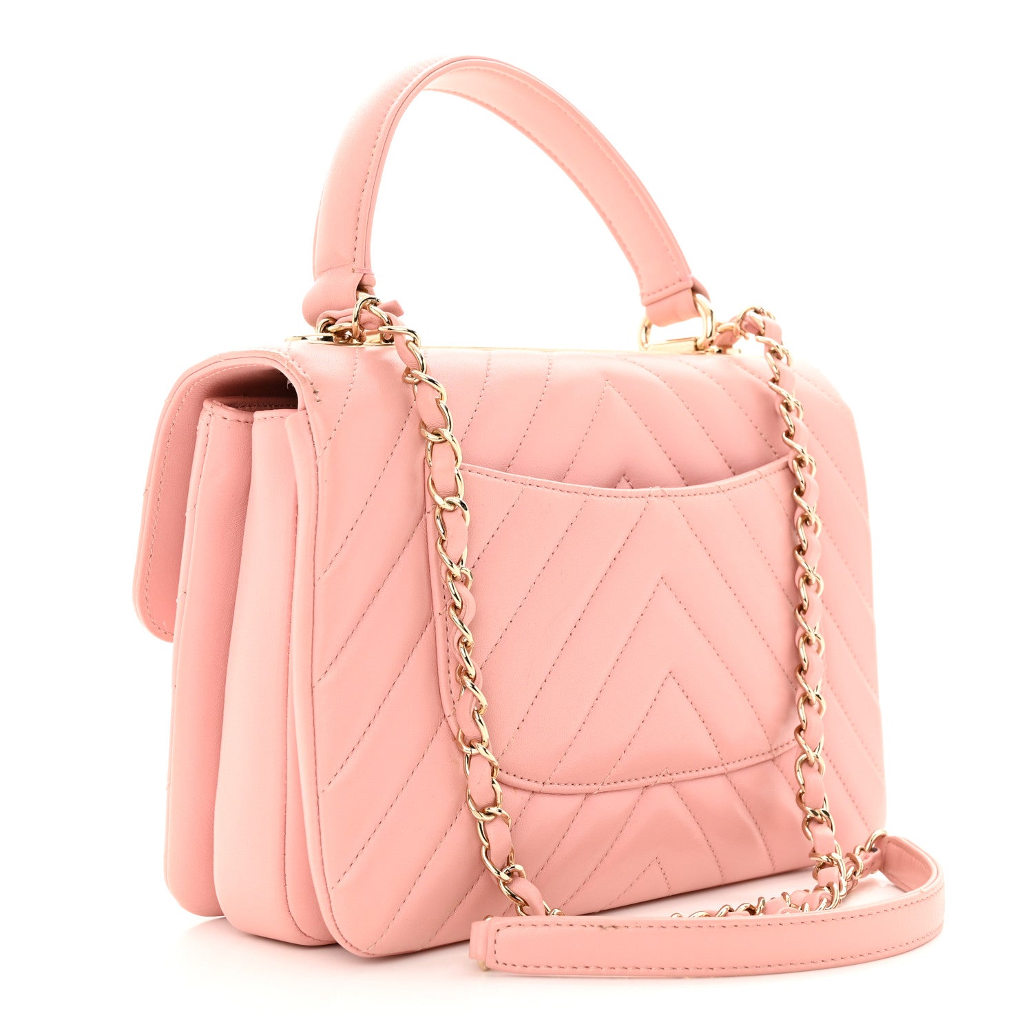 Chanel Lambskin Chevron Quilted Small Trendy CC Dual Handle Flap Bag Light Pink 3 of 25