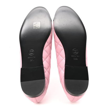 Chanel Lambskin Quilted CC Cap Toe Ballerina Flats 39.5 Pink Black 6 of 10