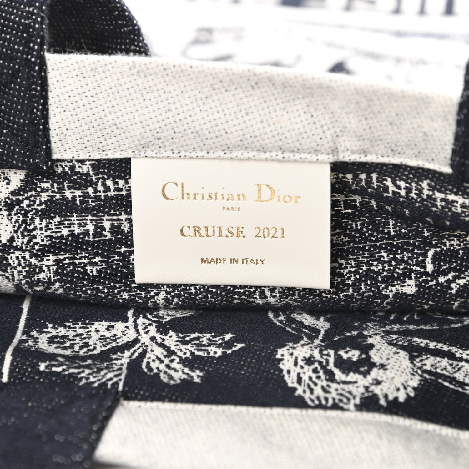 Christian Dior Canvas Print Cruise Tote Ivory Black 6 of 10