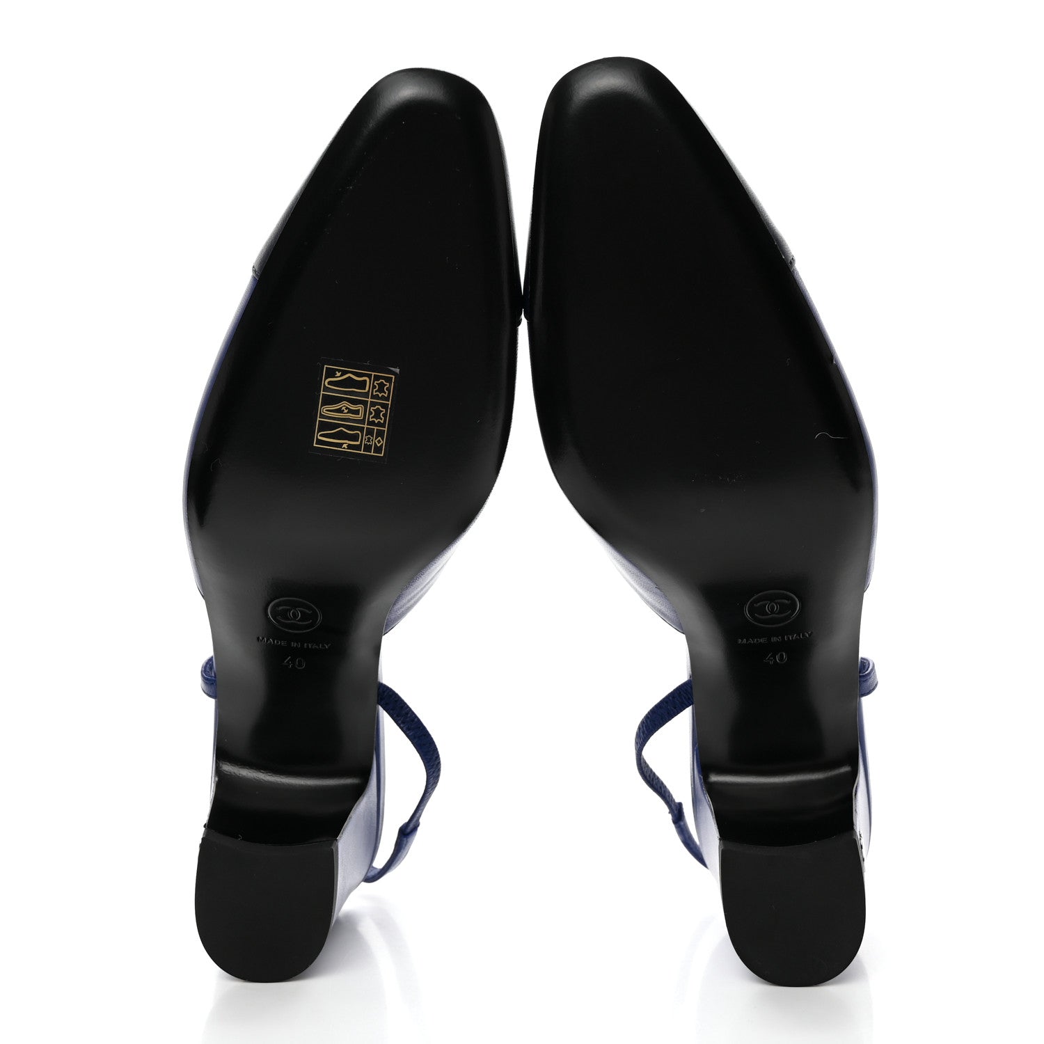 Chanel Lambskin Cap Toe Slingback Pumps 40 Blue 5 of 11