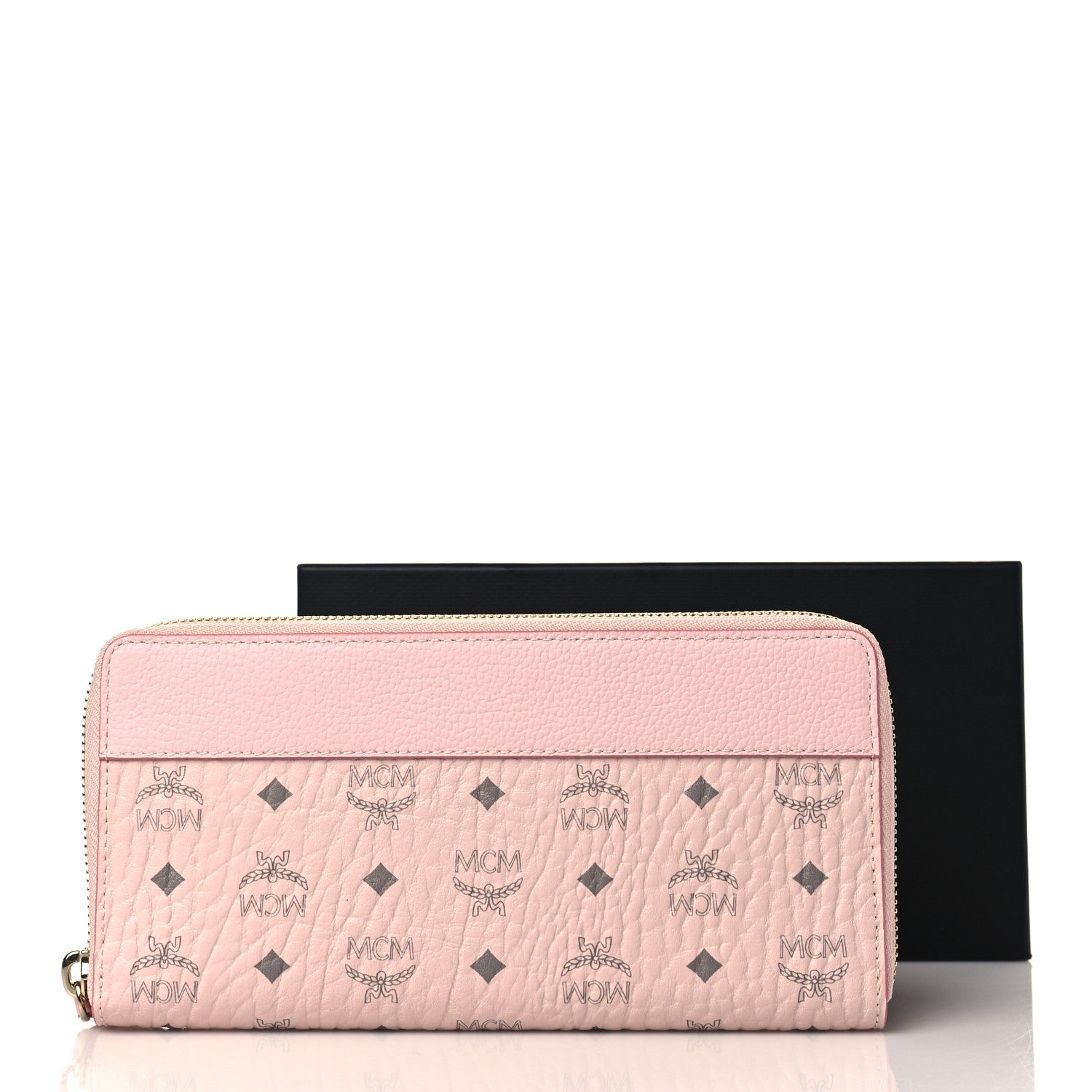 MCM Visetos Large Zip Around Wallet Pink 7 of 7