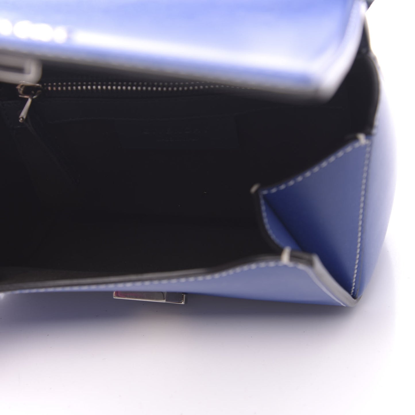 Calfskin Mini Pandora Box Logo Strap Crossbody Bag Moroccan Blue