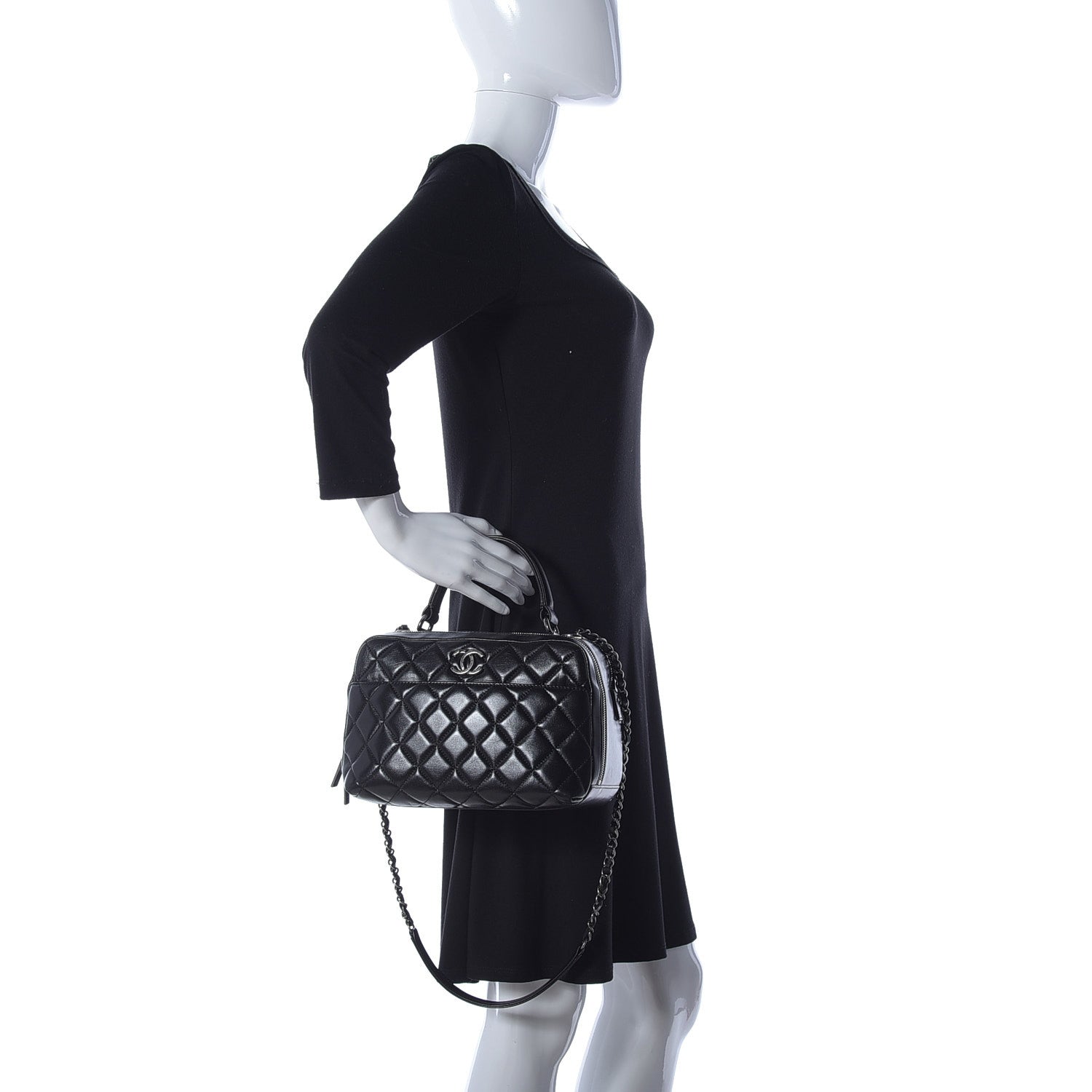 Chanel Lambskin Quilted Medium Trendy CC Bowling Bag Black 3 of 10
