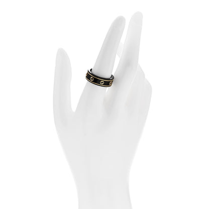 Gucci Black Synthetic Corundum 18K Yellow Gold Interlocking G Band Ring 56 7.75 2 of 8