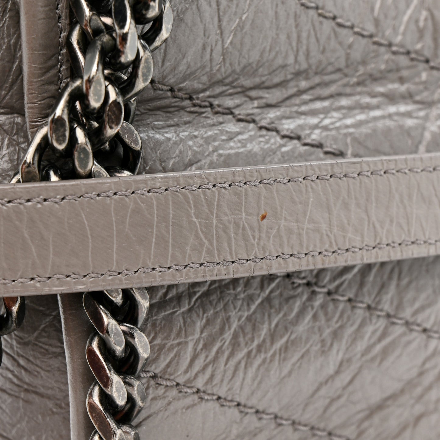 Crinkled Calfskin Matelasse Monogram Medium Niki Chain Satchel Storm