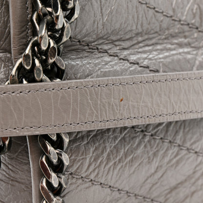 Saint Laurent Crinkled Calfskin Matelasse Monogram Medium Niki Chain Satchel Storm 13 of 15