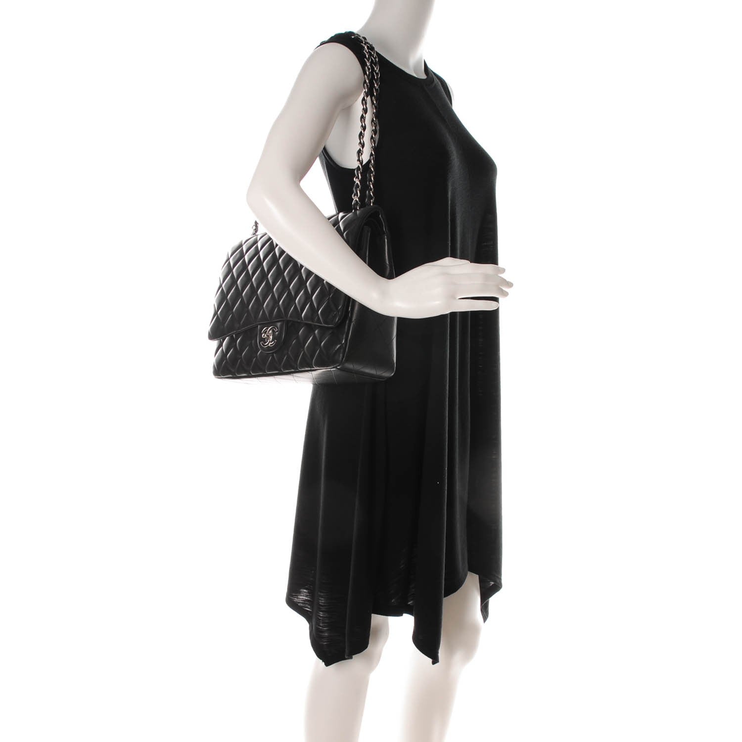 Chanel Lambskin Quilted Maxi Double Flap Black 2 of 8