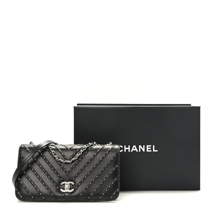Chanel Calfskin Studded Chevron Quilted Flap Black 12 of 12