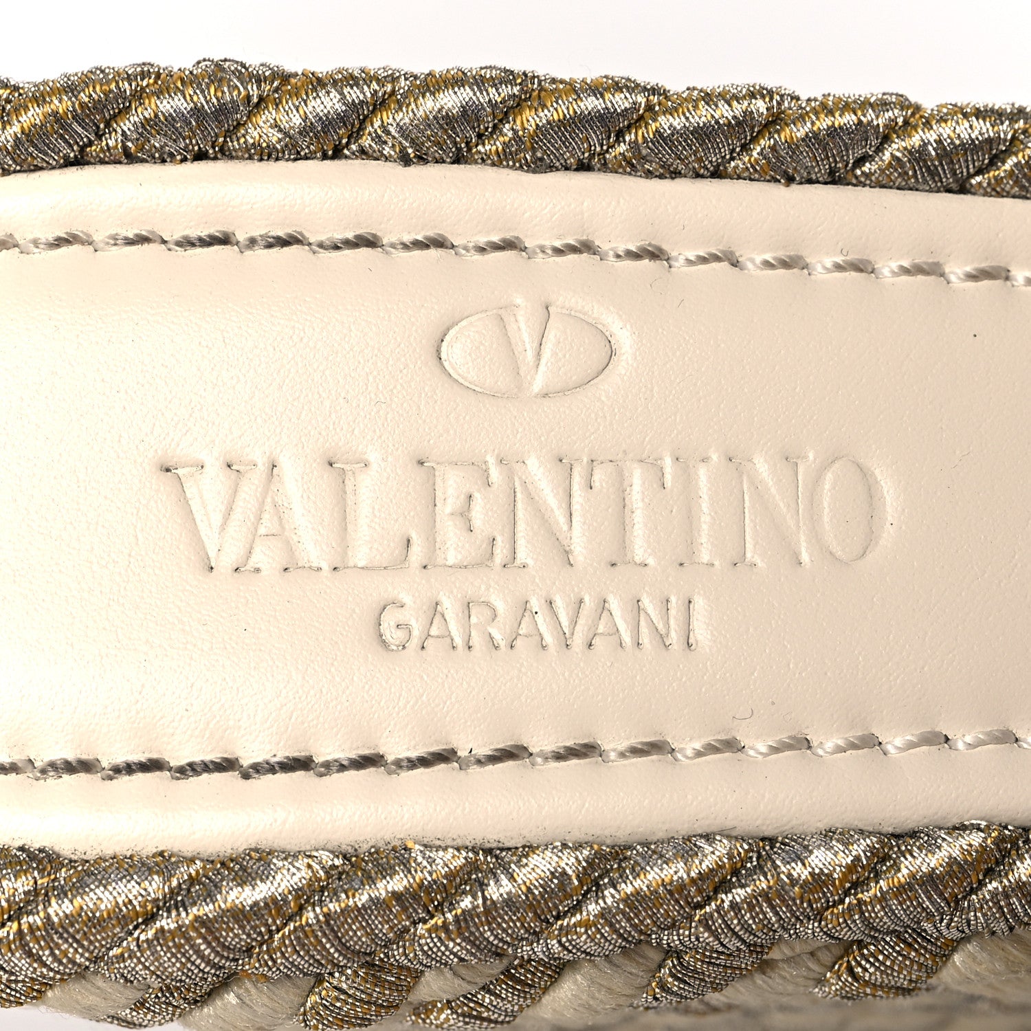 Valentino Garavani Braided Cotton Calfskin Rockstud Torchon Espadrille Wedge Sandals 40 Light Ivory 6 of 7