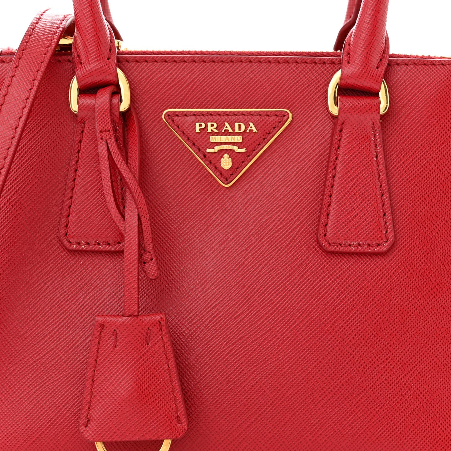 Saffiano Mini Galleria Double Zip Tote Fuoco