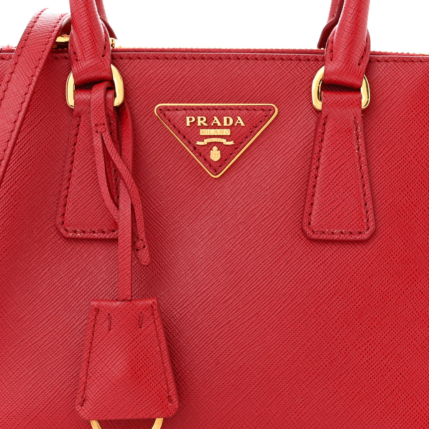 Prada Saffiano Mini Galleria Double Zip Tote Fuoco 8 of 11