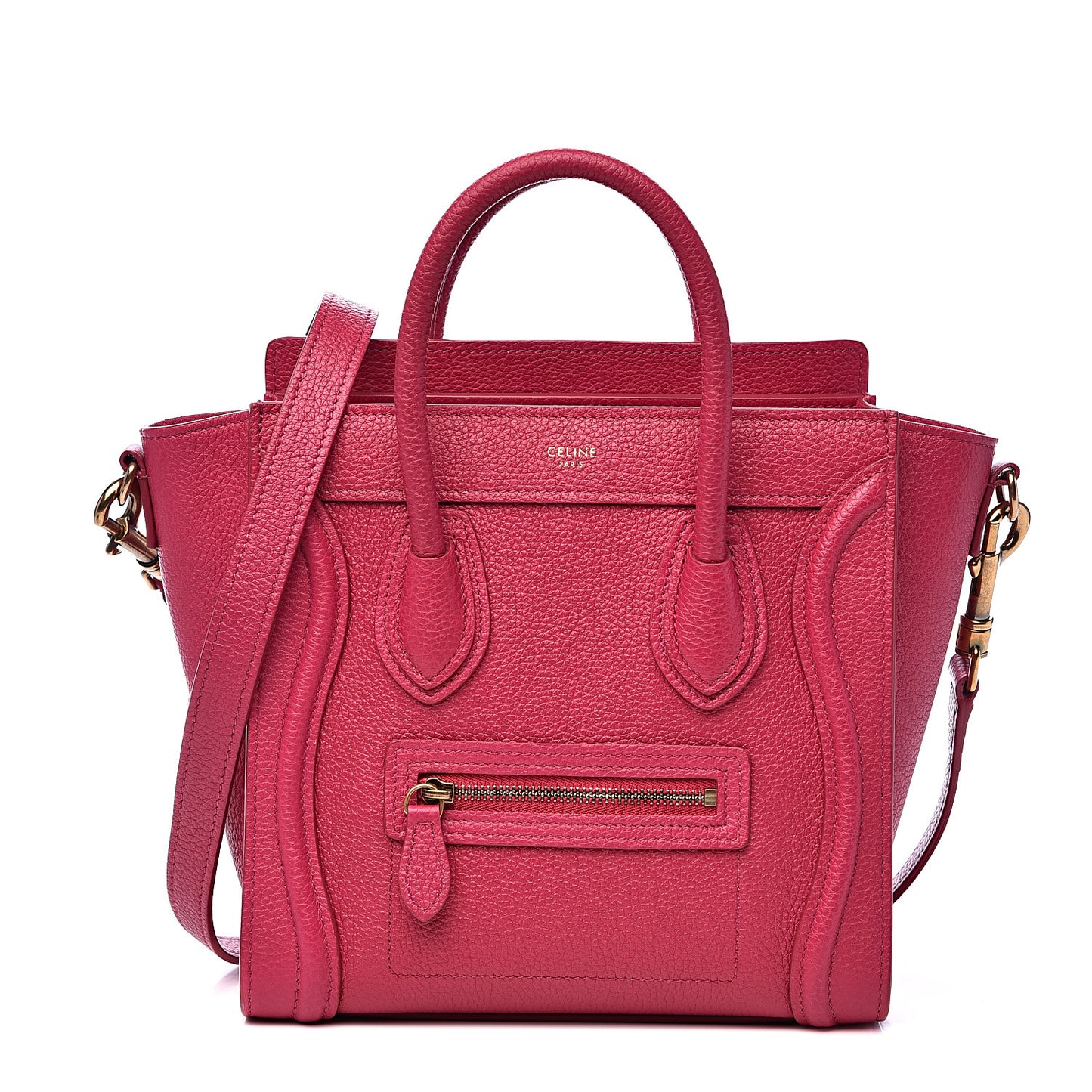Drummed Calfskin Nano Luggage Fuchsia