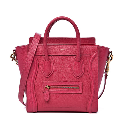 Celine Drummed Calfskin Nano Luggage Fuchsia 1 of 10
