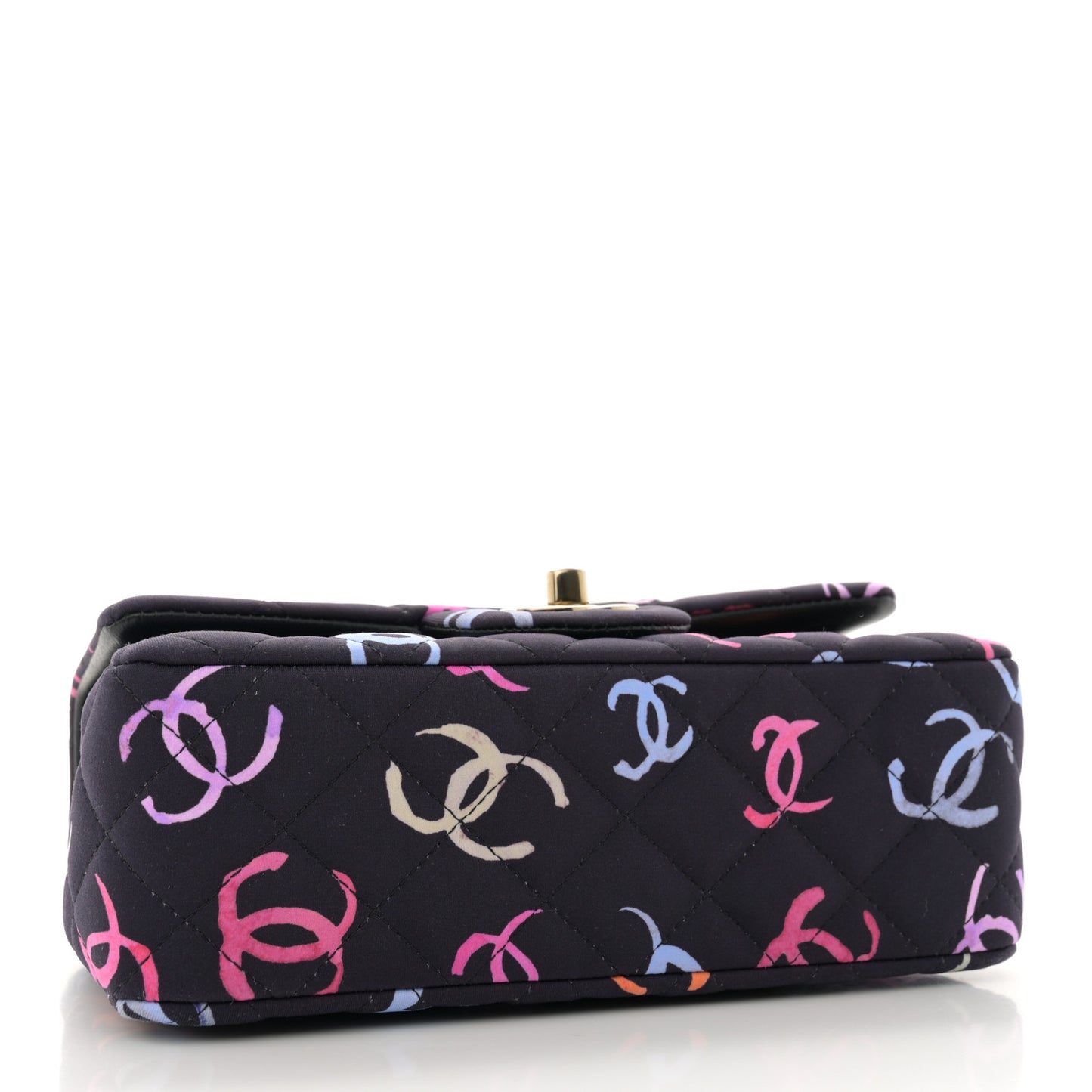 Printed Fabric Quilted Mini Rectangular Flap Black Pink Blue Yellow Orange
