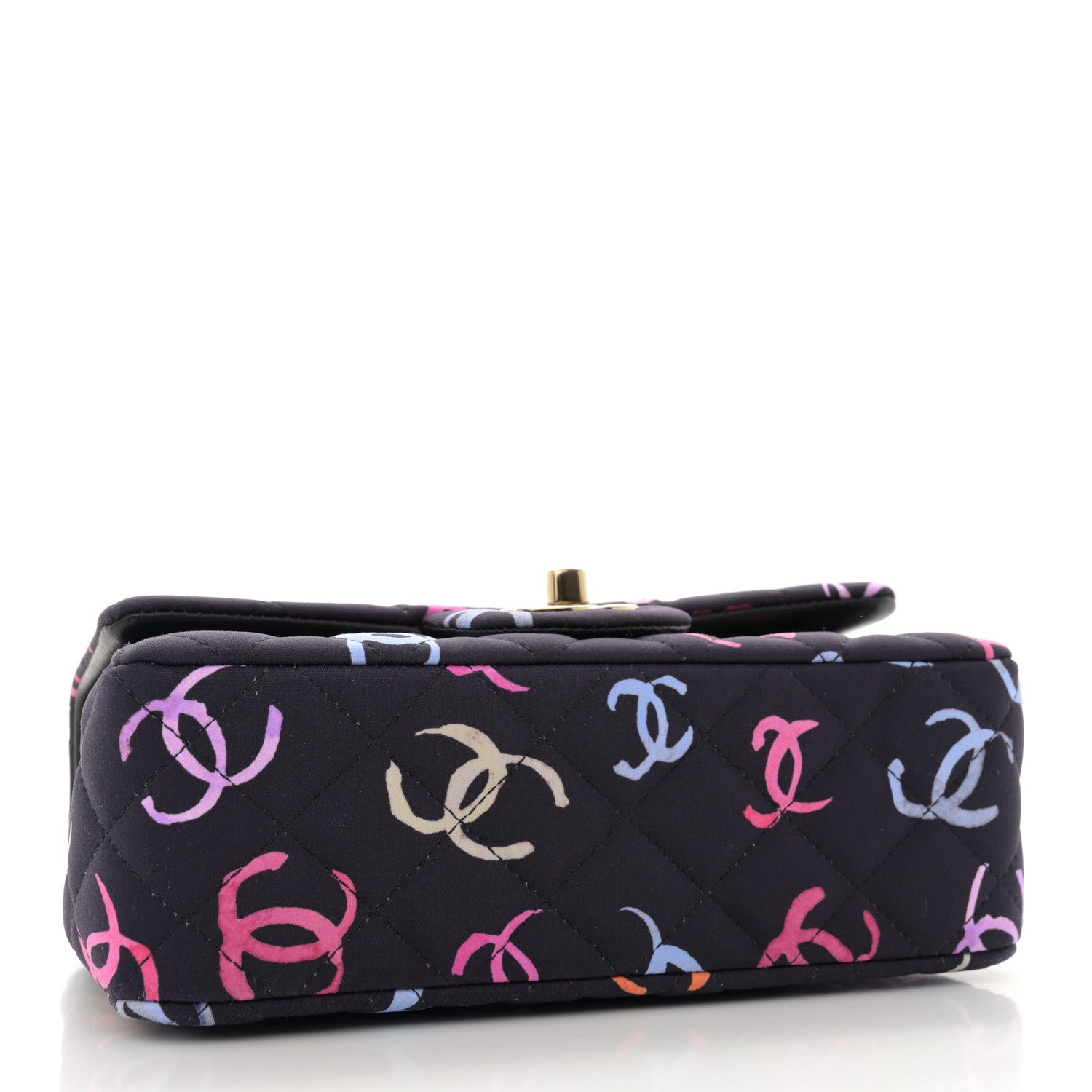 Chanel Printed Fabric Quilted Mini Rectangular Flap Black Pink Blue Yellow Orange 4 of 10