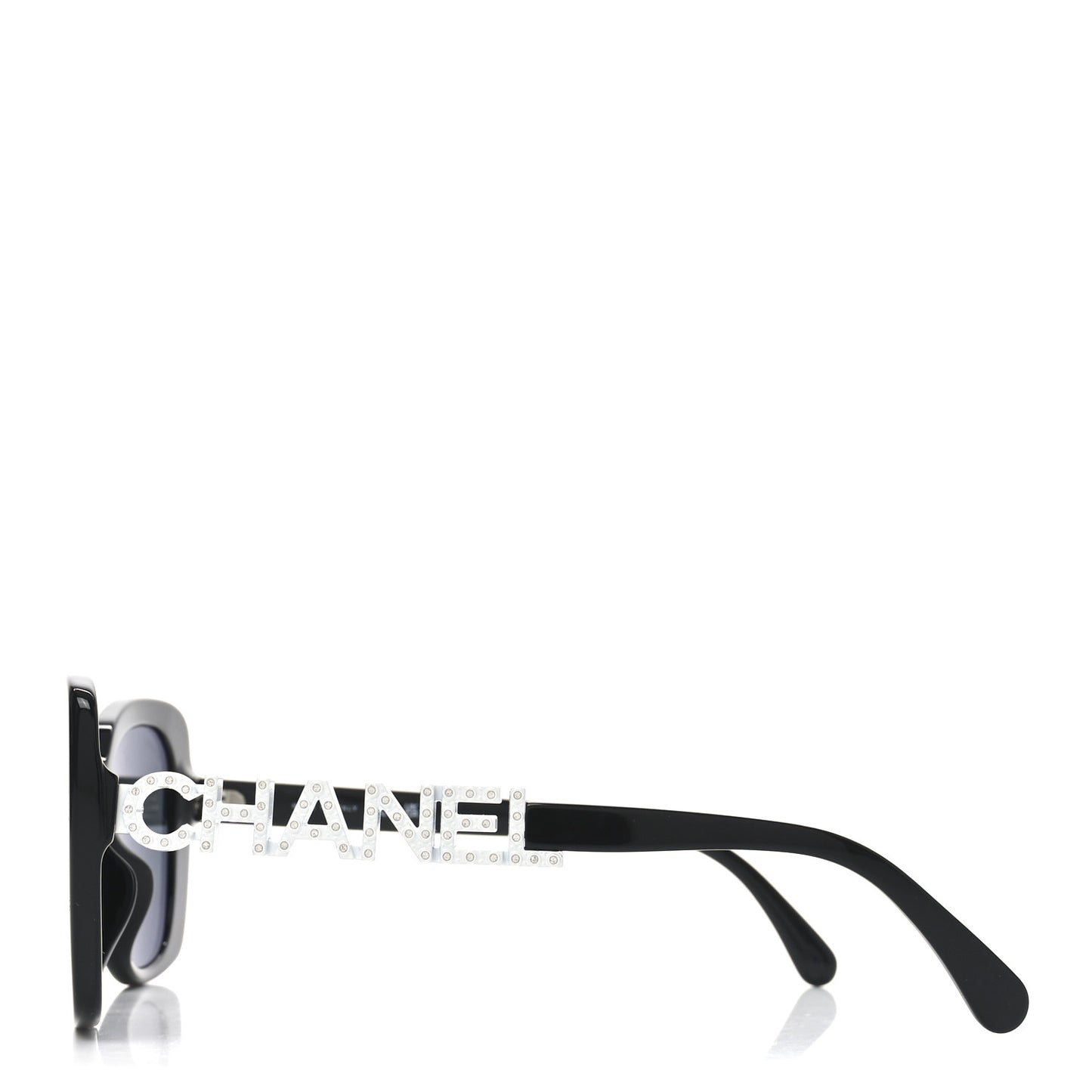 Acetate Strass Square Sunglasses 5422-B-A Black White