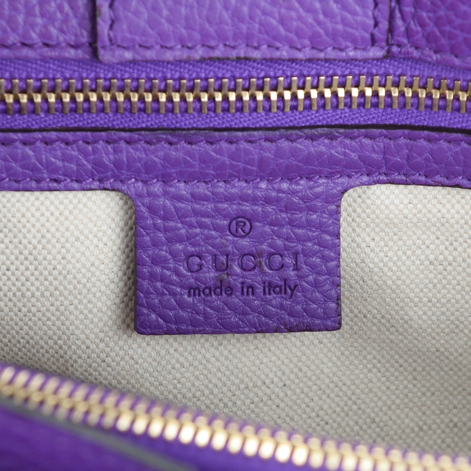 Gucci Pebbled Calfskin Medium Bamboo Shopper Tote Violet Parma 6 of 7